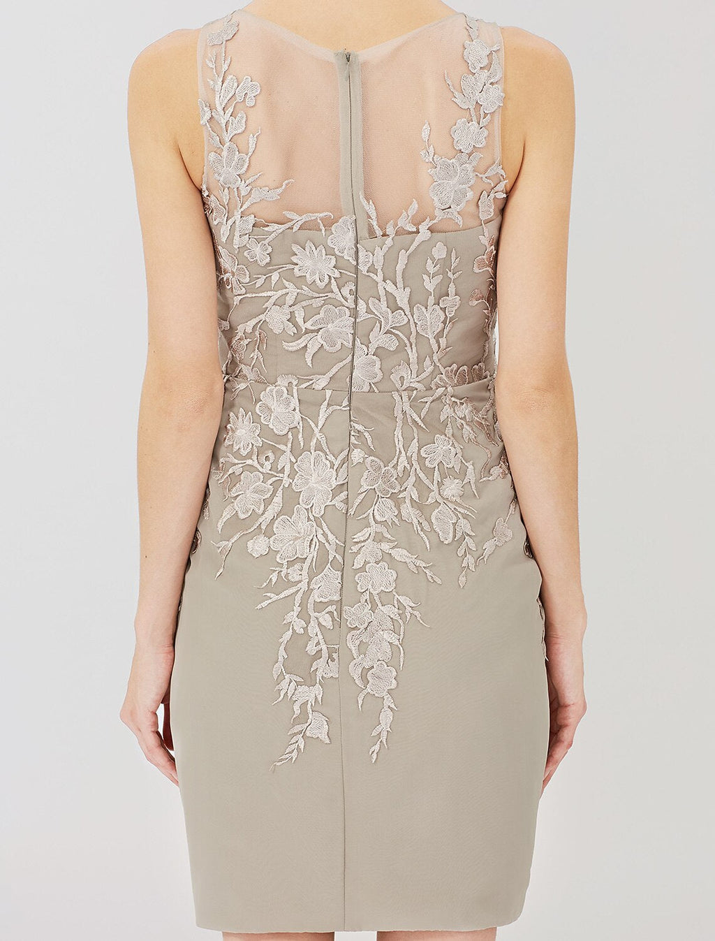 Sheath Illusion Chiffon Long Sleeve Applique Knee-Length Formal Dress - Chloe Dress