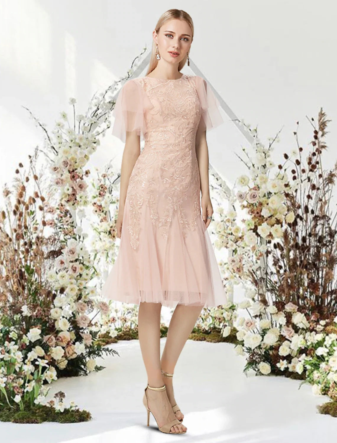 A-Line Lace Applique Knee-Length Cocktail Dress - Chloe Dress