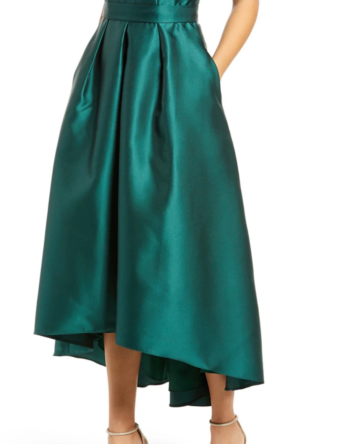 A-Line V-Neck Satin Sleeveless Asymmetric Wedding Dress - Chloe Dress