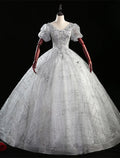 Ball Gown V-Neck Polyester Short Sleeve Floor-Length Gown - Chloe Dress