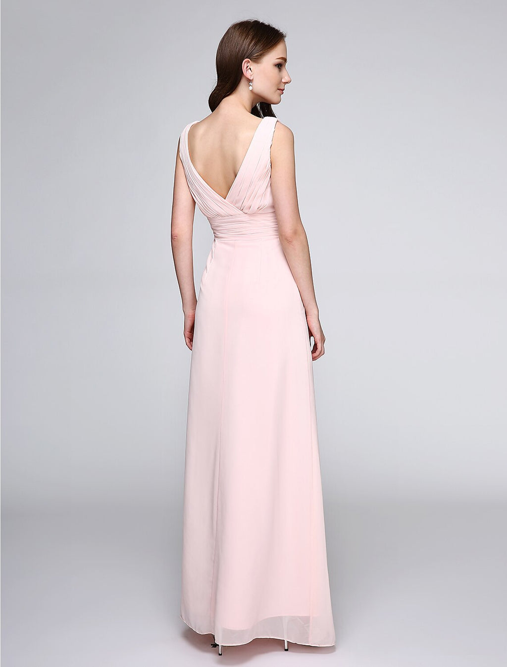 Sheath V-Neck Chiffon Sleeveless Floor-Length Wedding Dress - Chloe Dress