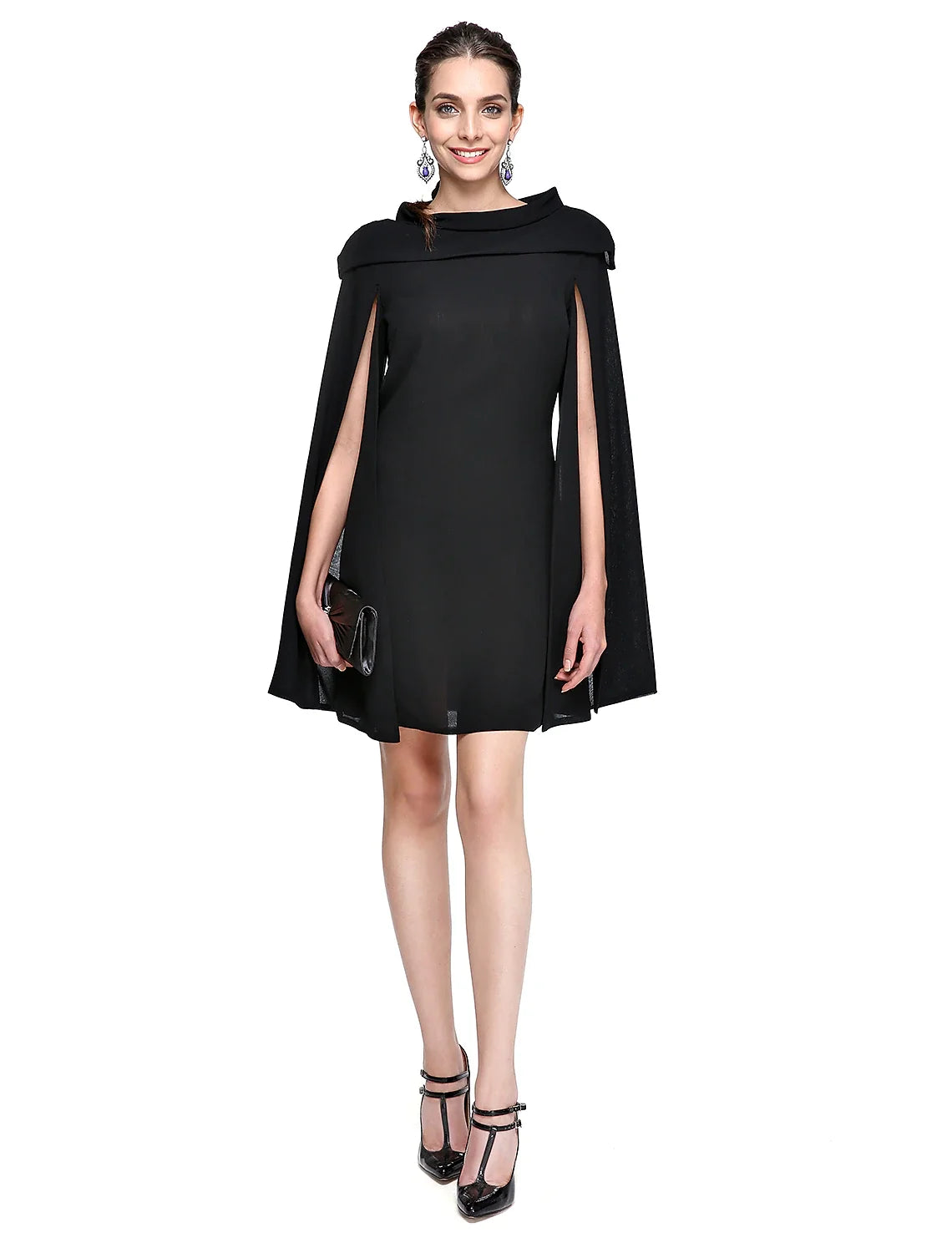 Black A-Line Chiffon Sleeveless Pleated Mini Wedding Dress - Chloe Dress