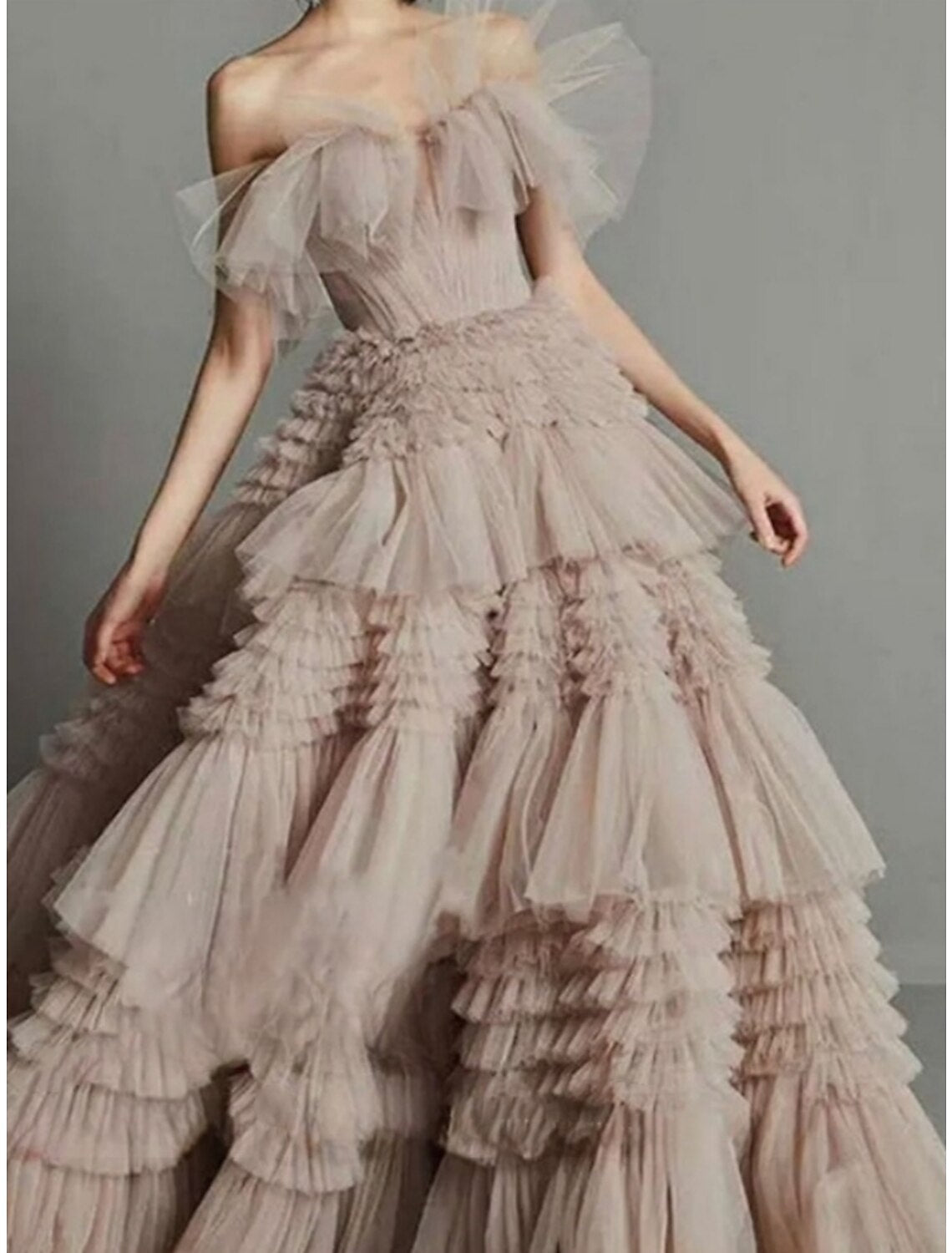A-Line Strapless Tulle Sleeveless Ruffled Prom Dress - Chloe Dress