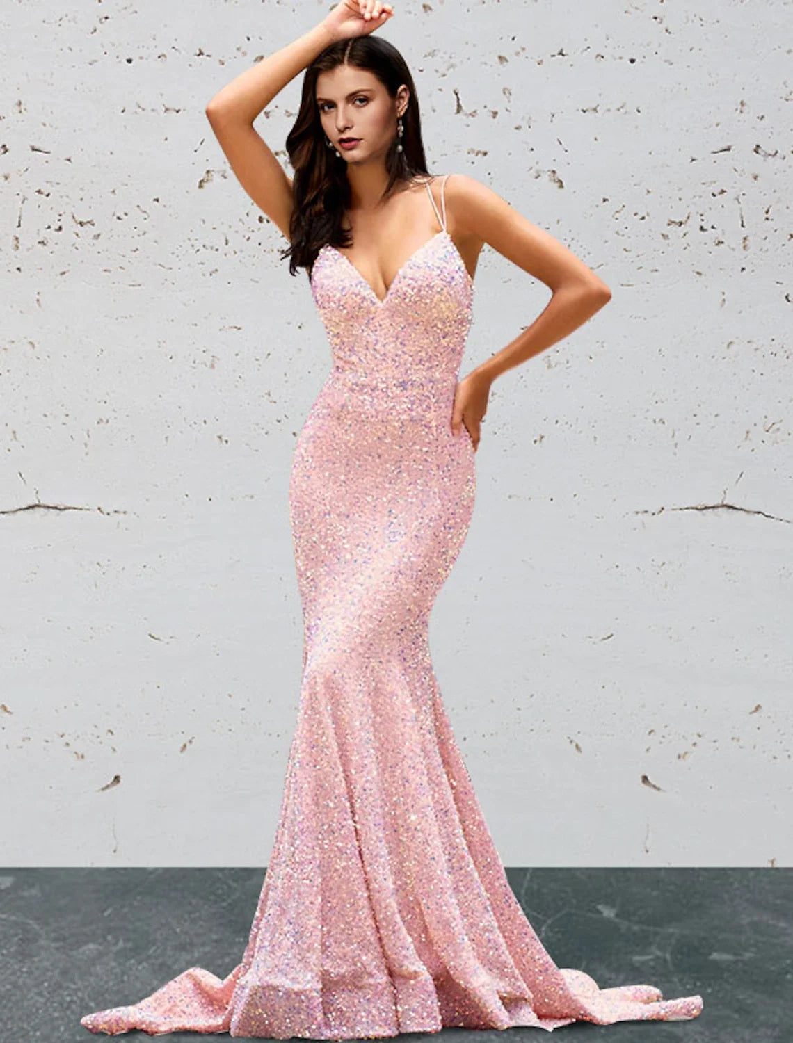 Mermaid Sweetheart Sequin Sleeveless Open Back Train Prom Dress - Chloe Dress