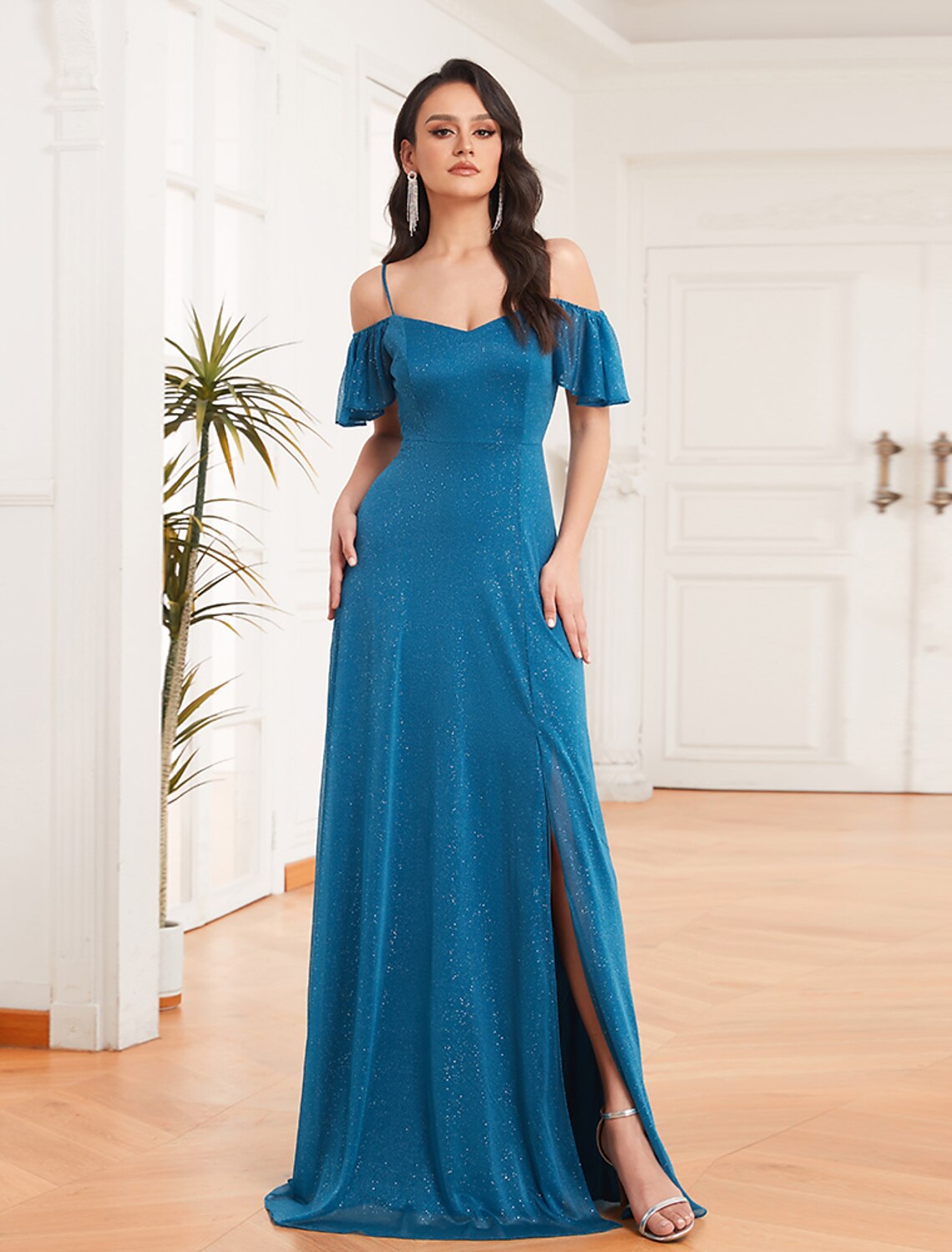 A-Line Off-Shoulder Chiffon Ruffled Evening Dress - Chloe Dress