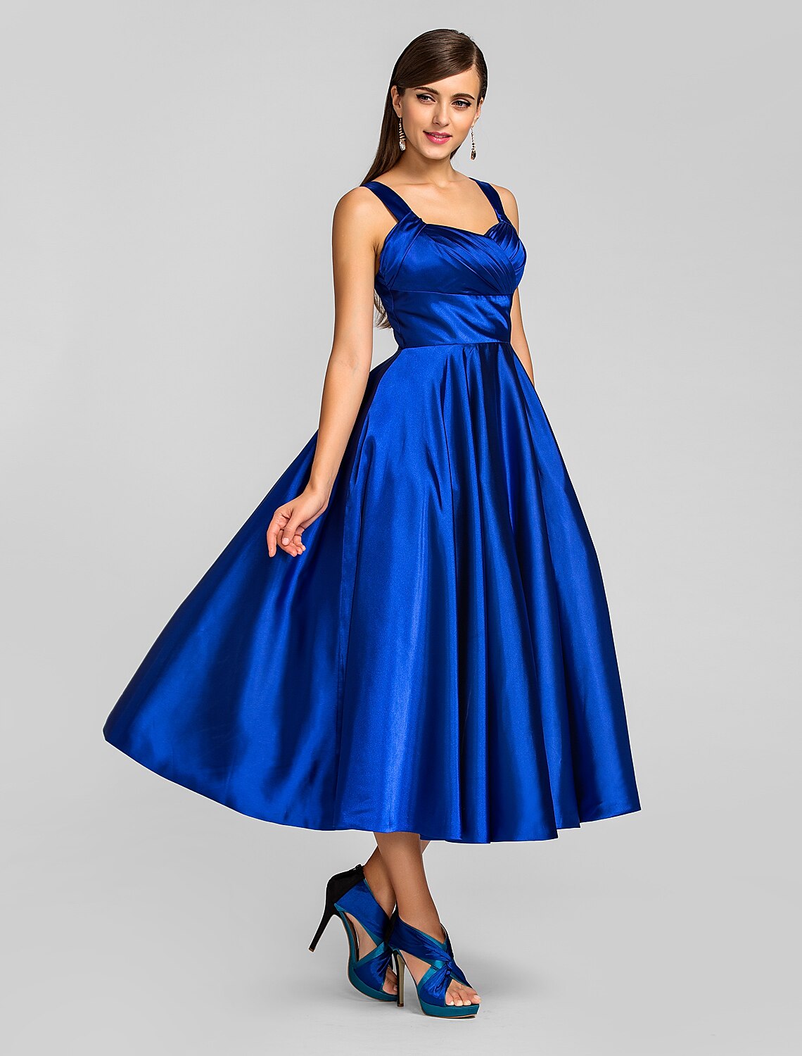 A-Line Square Neck Satin Sleeveless Mini Wedding Dress - Chloe Dress