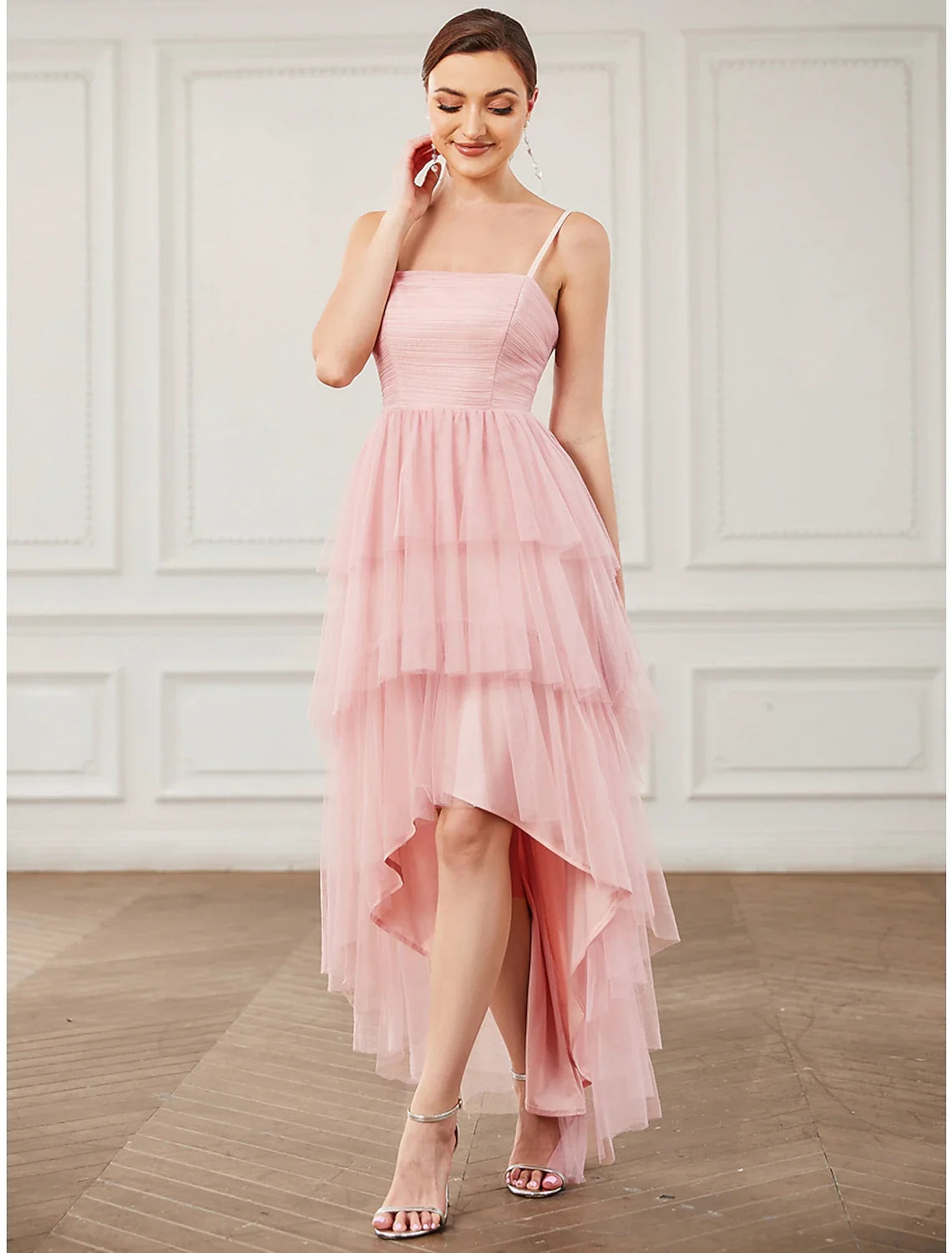 A-Line Spaghetti Strap Tulle Sleeveless Knee-Length Prom Dress - Chloe Dress