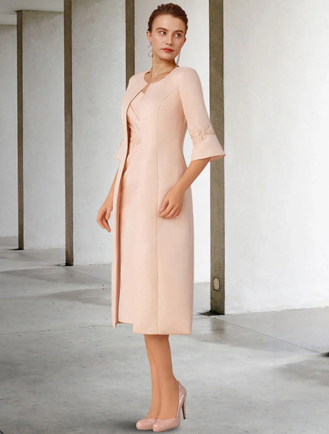 Sheath V-Neck Chiffon Short Sleeve Draped Mini Dress - Chloe Dress
