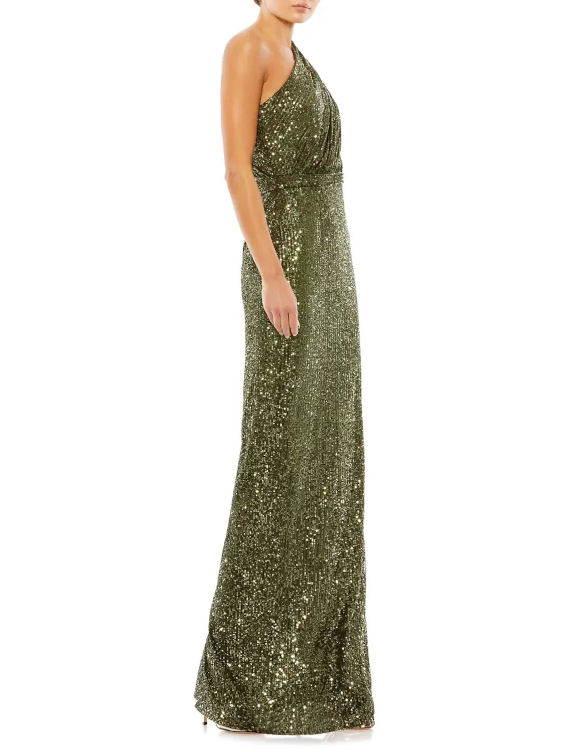 Sheath One-Shoulder Sequin Sleeveless Floor-Length Evening Gown - Chloe Dress