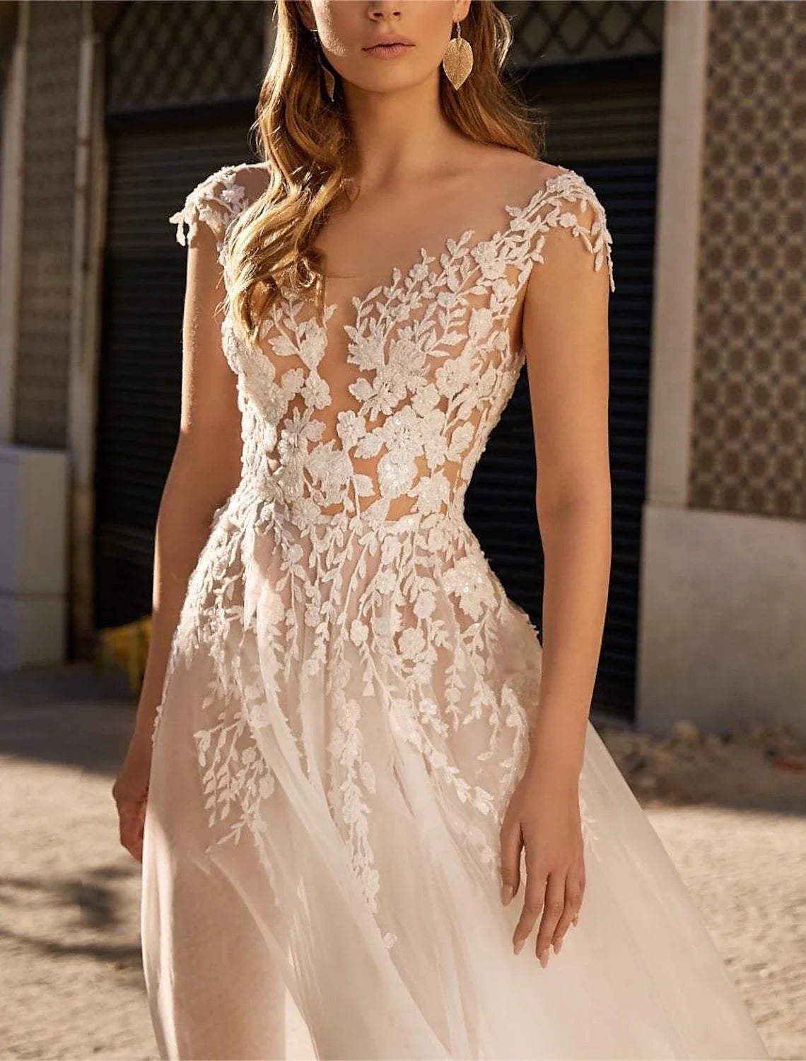 A-Line Organza Sleeveless Floor-Length Wedding Gown - Chloe Dress