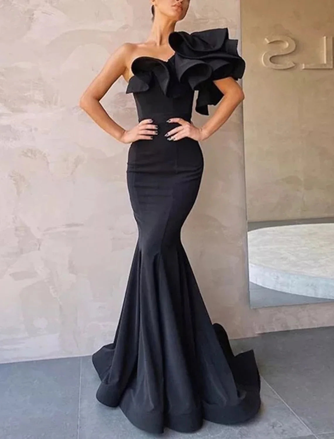 Mermaid One-Shoulder Sleeveless Ruffled Prom Dress - Chloe Dress