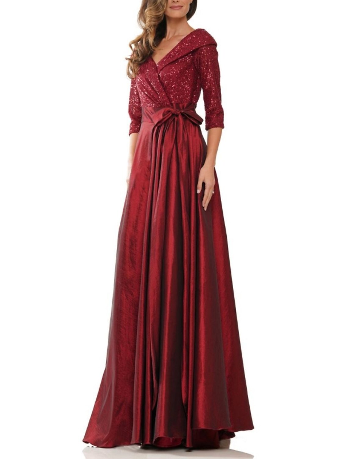Black A-Line V-Neck Satin Pleated Floor-Length Evening Gown - Chloe Dress