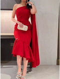 Mermaid One-Shoulder Chiffon Sleeveless Pleated Evening Gown - Chloe Dress