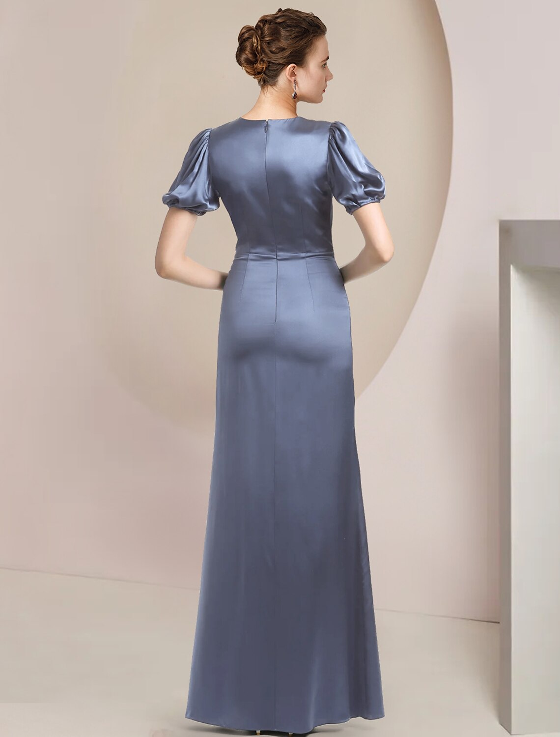 A-Line V-Neck Satin Short Sleeve Ruffled Mini Wedding Dress - Chloe Dress