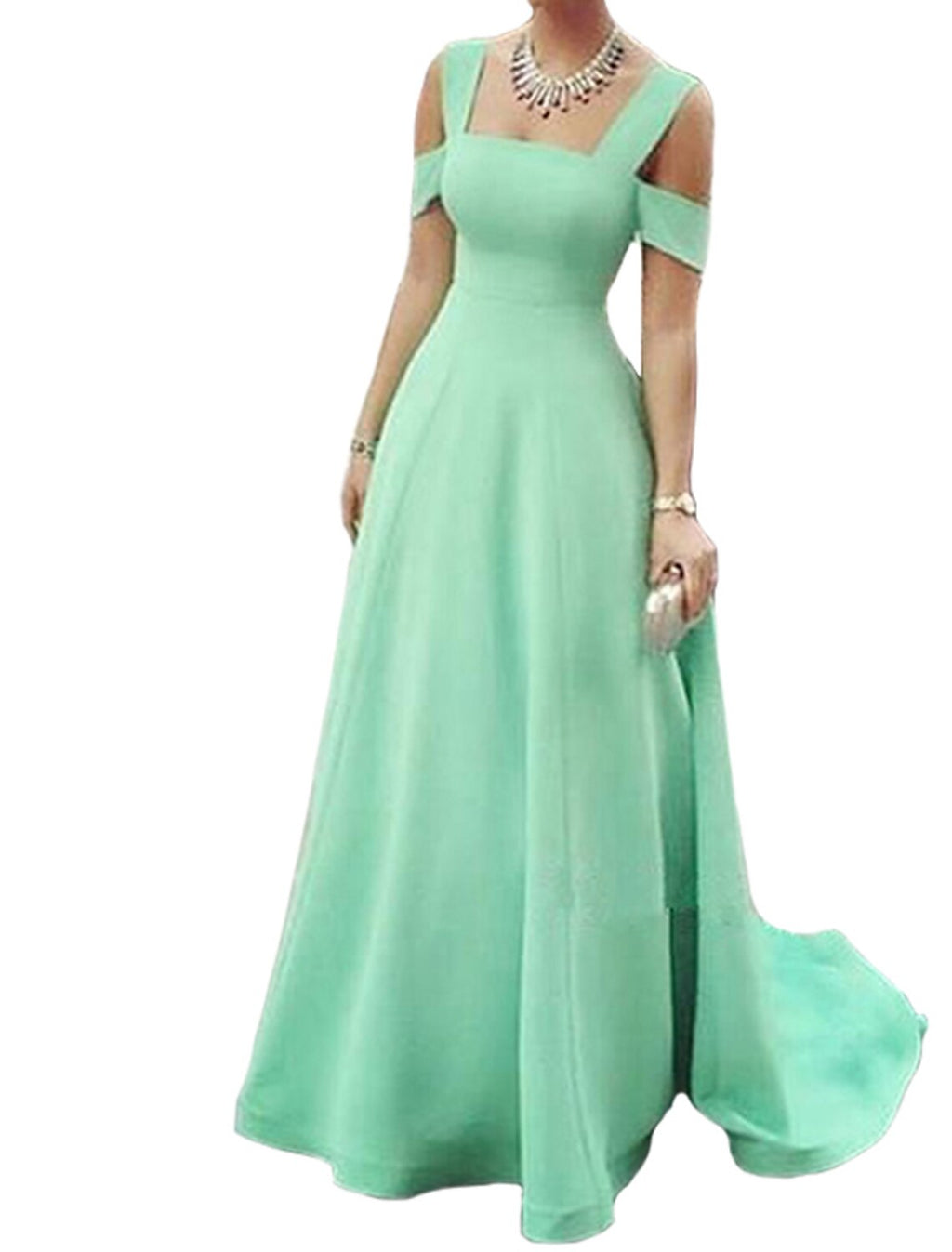 A-Line Strapless Short Sleeve Train Mini Evening Gown - Chloe Dress