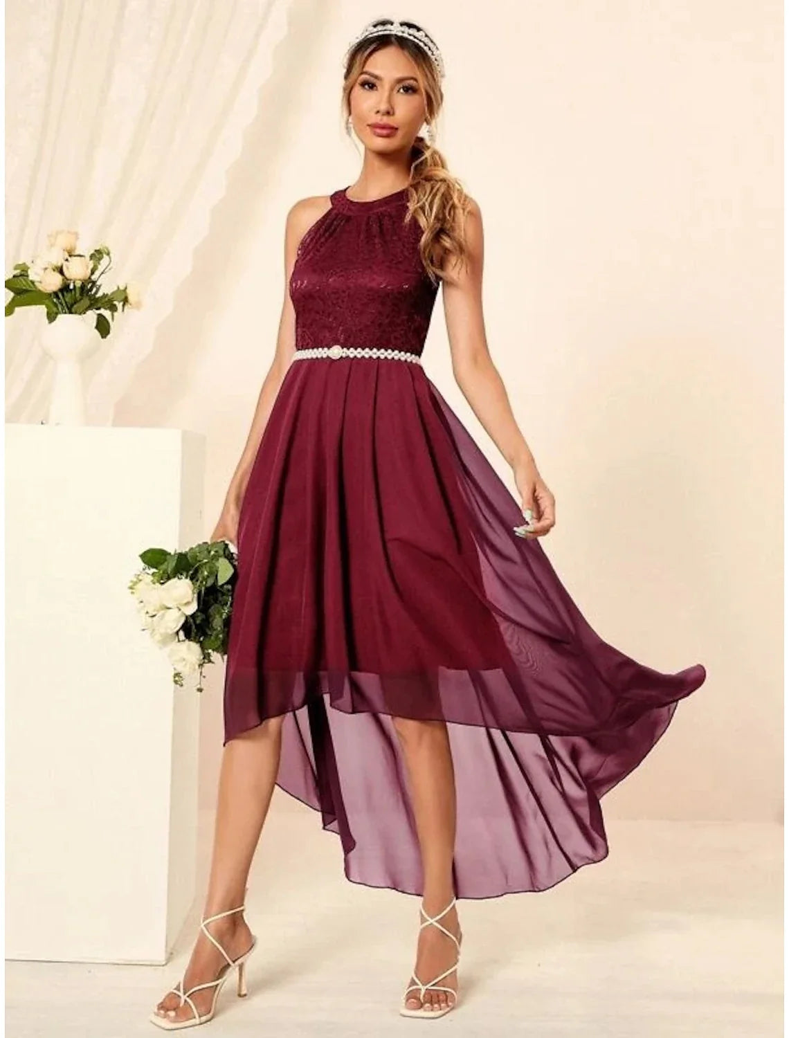 A-Line Halter Sleeveless Pleated Mini Cocktail Dress - Chloe Dress