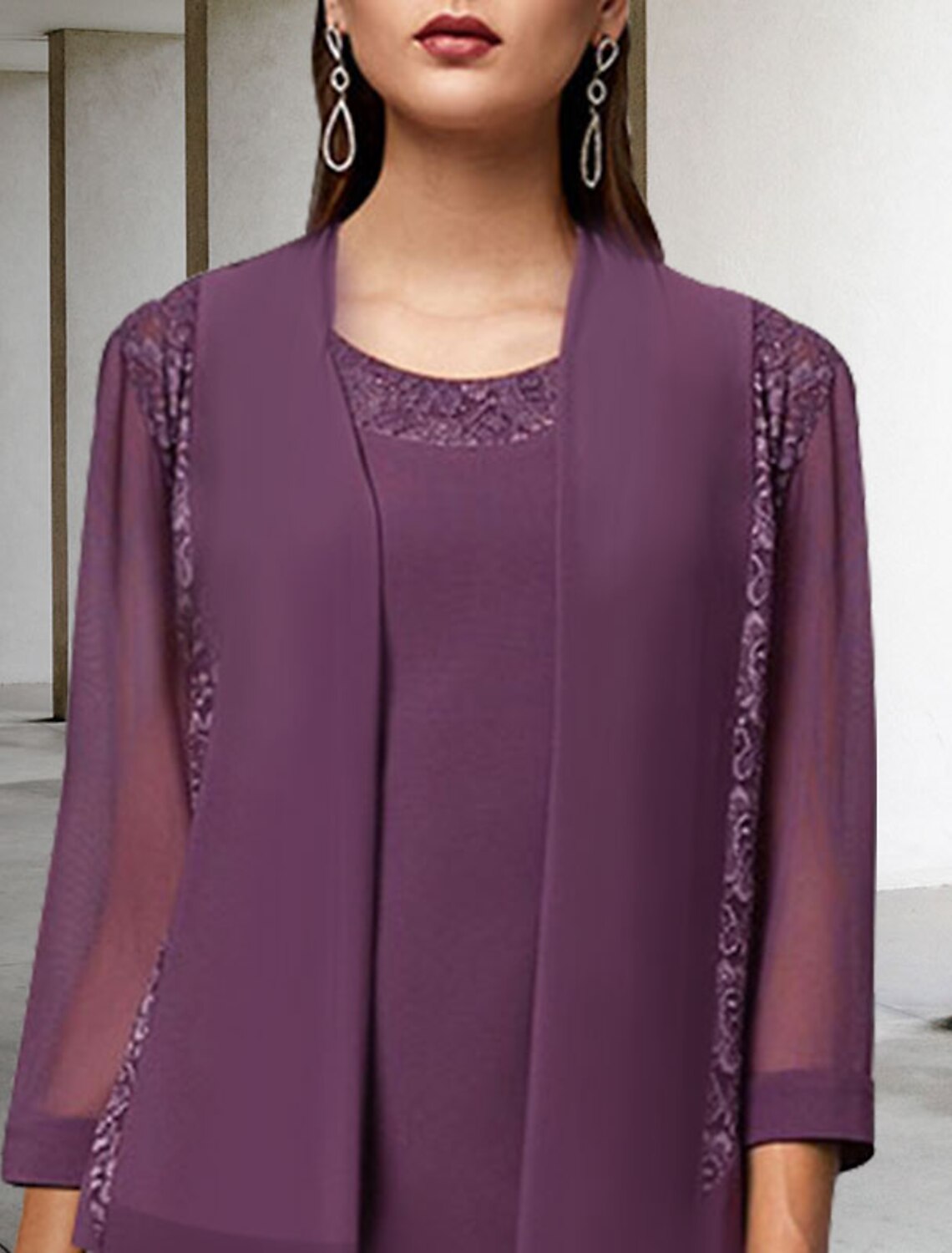 A-Line Chiffon Sleeveless Wrap Tea-Length Dress - Chloe Dress