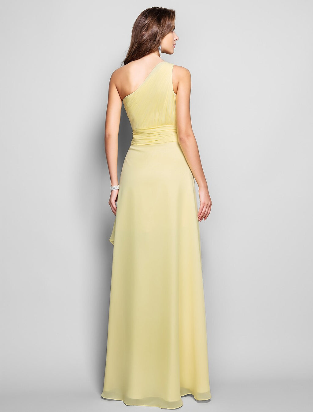 Sheath One-Shoulder Chiffon Sleeveless High Slit Wedding Dress - Chloe Dress