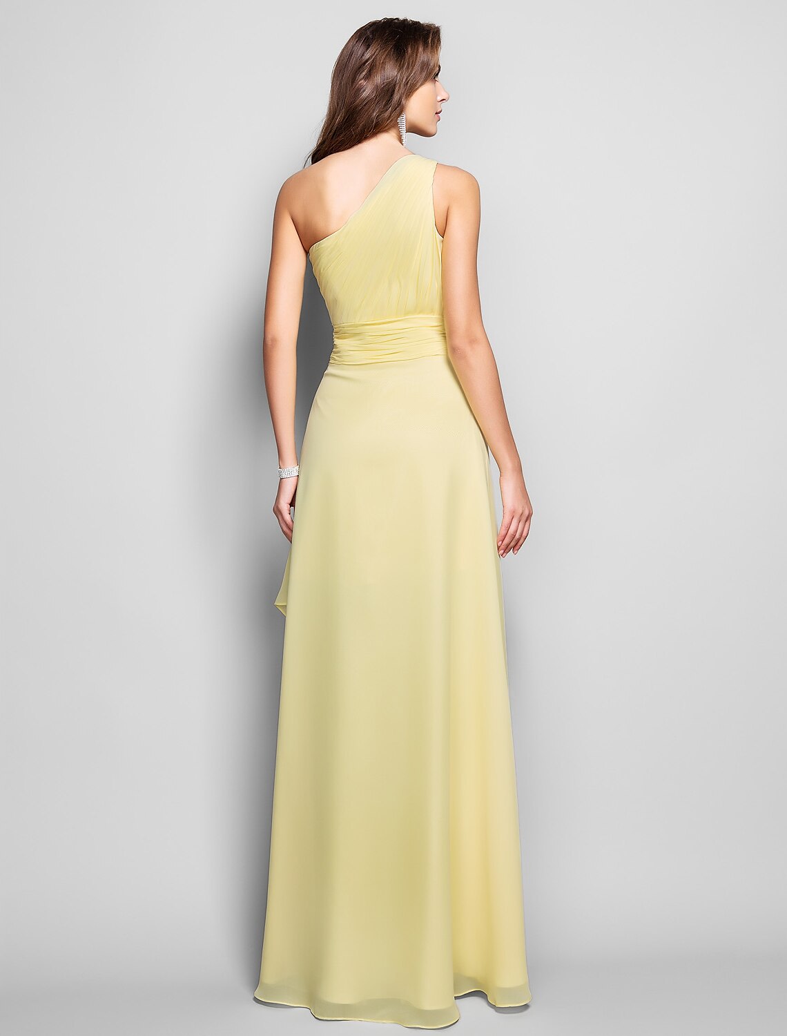 Sheath One-Shoulder Chiffon Sleeveless High Slit Wedding Dress - Chloe Dress
