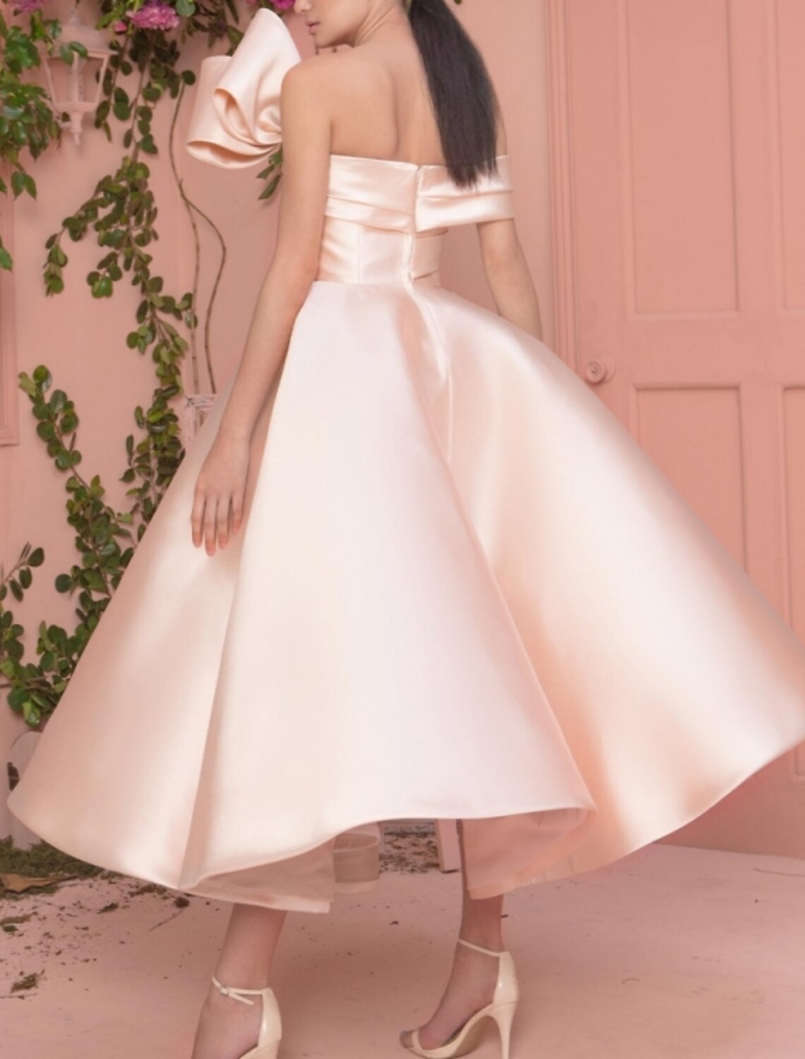 A-Line Off-Shoulder Satin Short Sleeve Mini Prom Dress - Chloe Dress