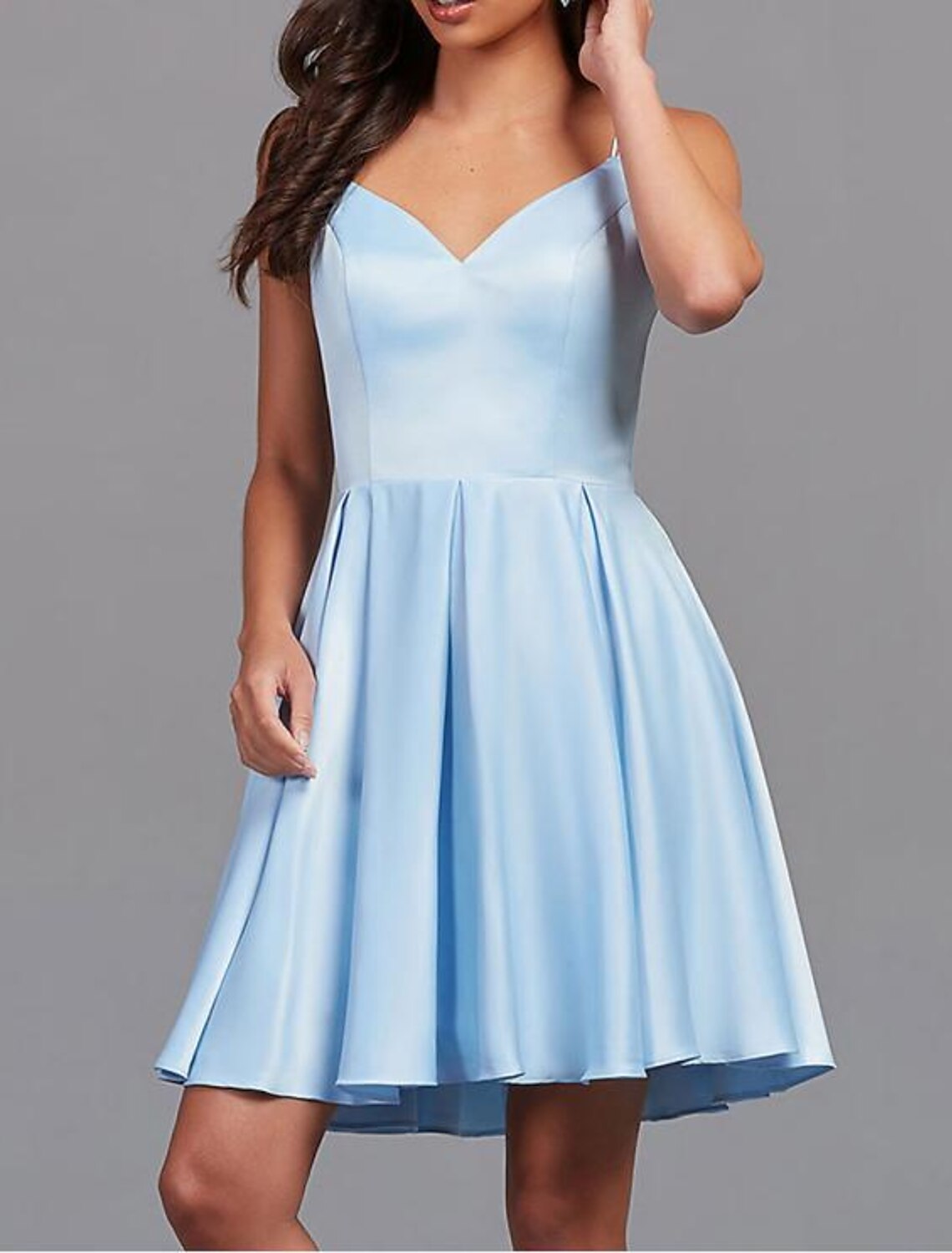 A-Line Spaghetti Strap Cotton Sleeveless Pleated Mini Cocktail Dress - Chloe Dress