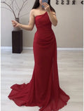 Green A-Line One-Shoulder Chiffon Sleeveless Pleated Evening Gown - Chloe Dress