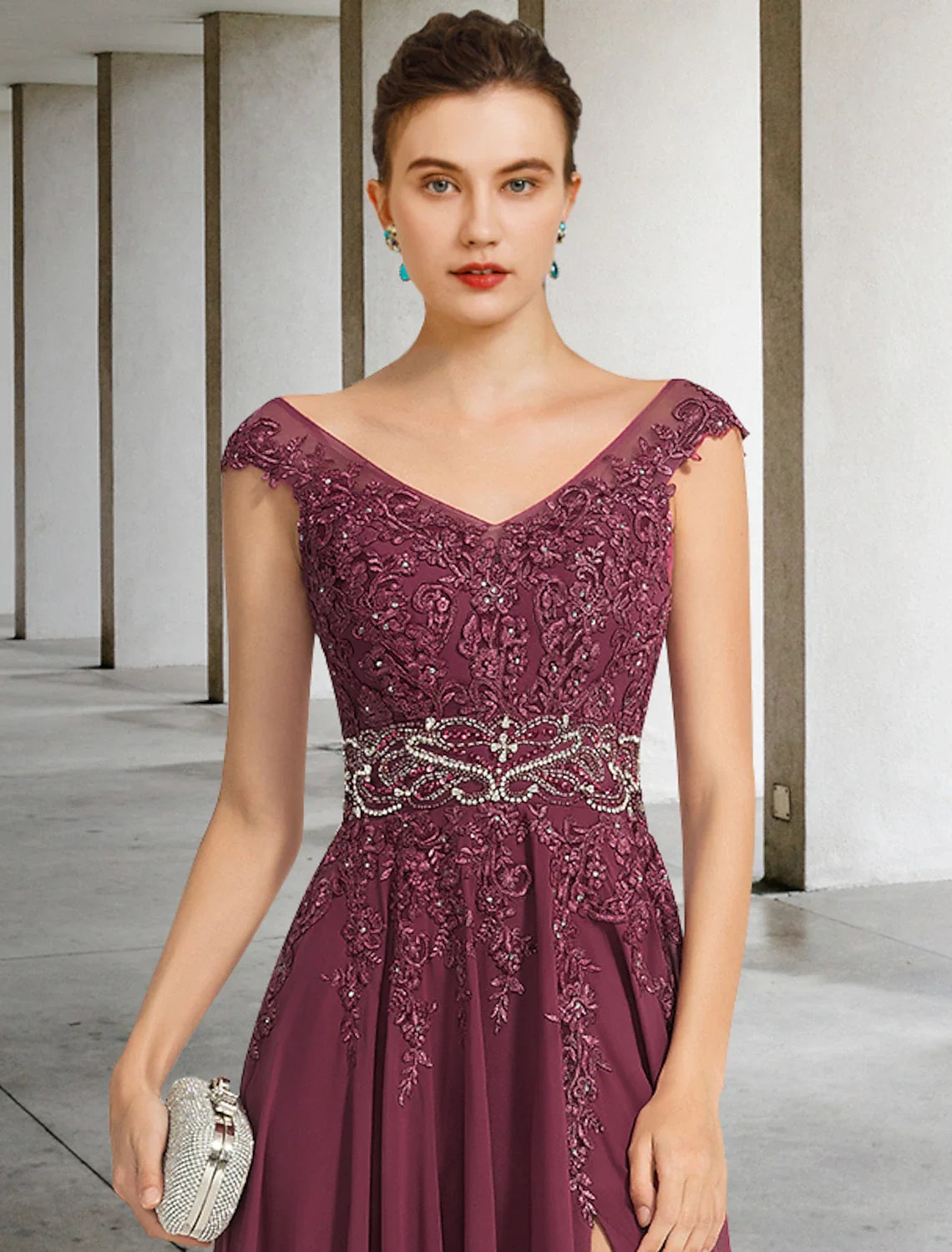 A-Line V-Neck Chiffon Sleeveless Floor-Length Dress - Chloe Dress