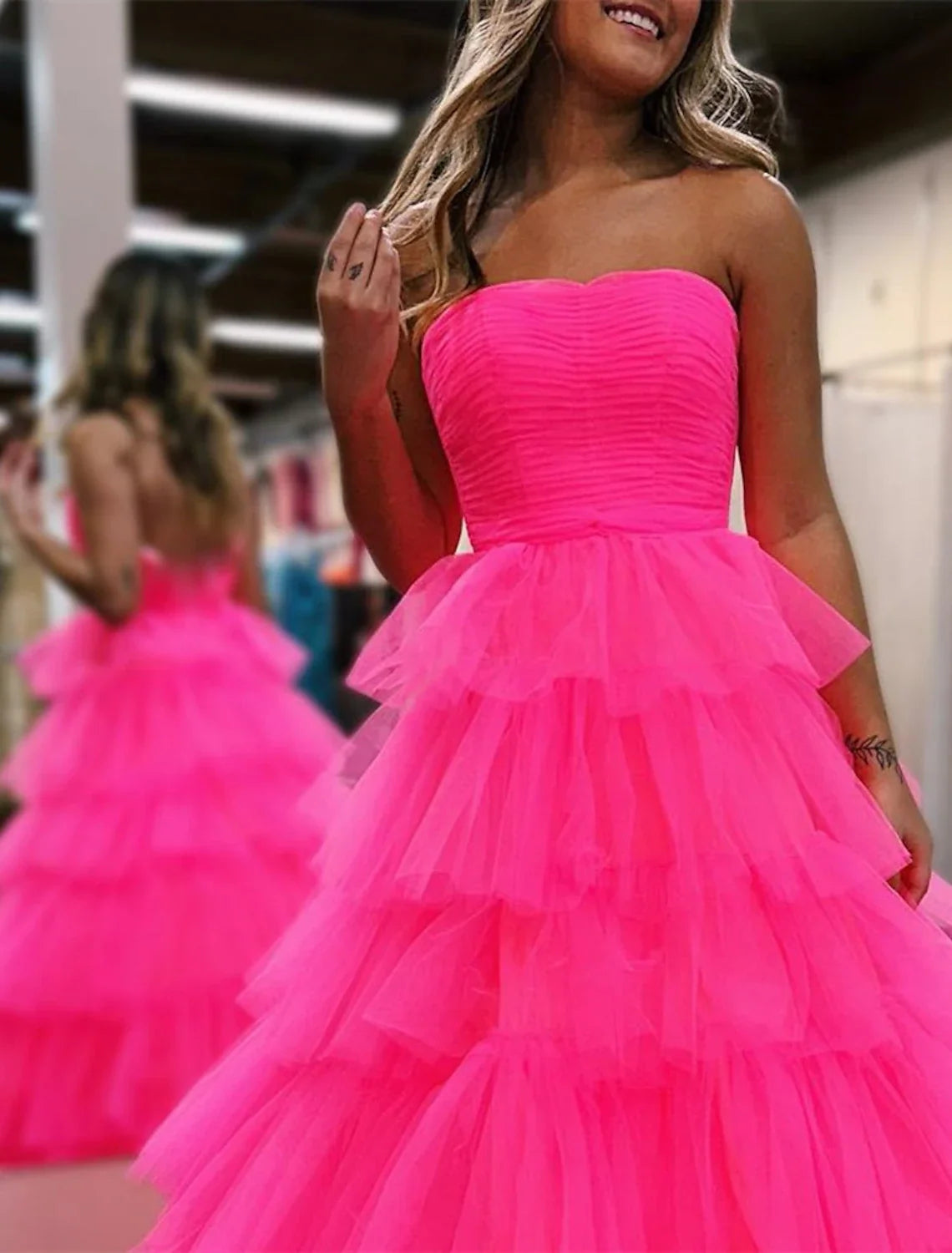 Ball Gown Strapless Tulle Sleeveless Backless Floor-Length Prom Gown - Chloe Dress