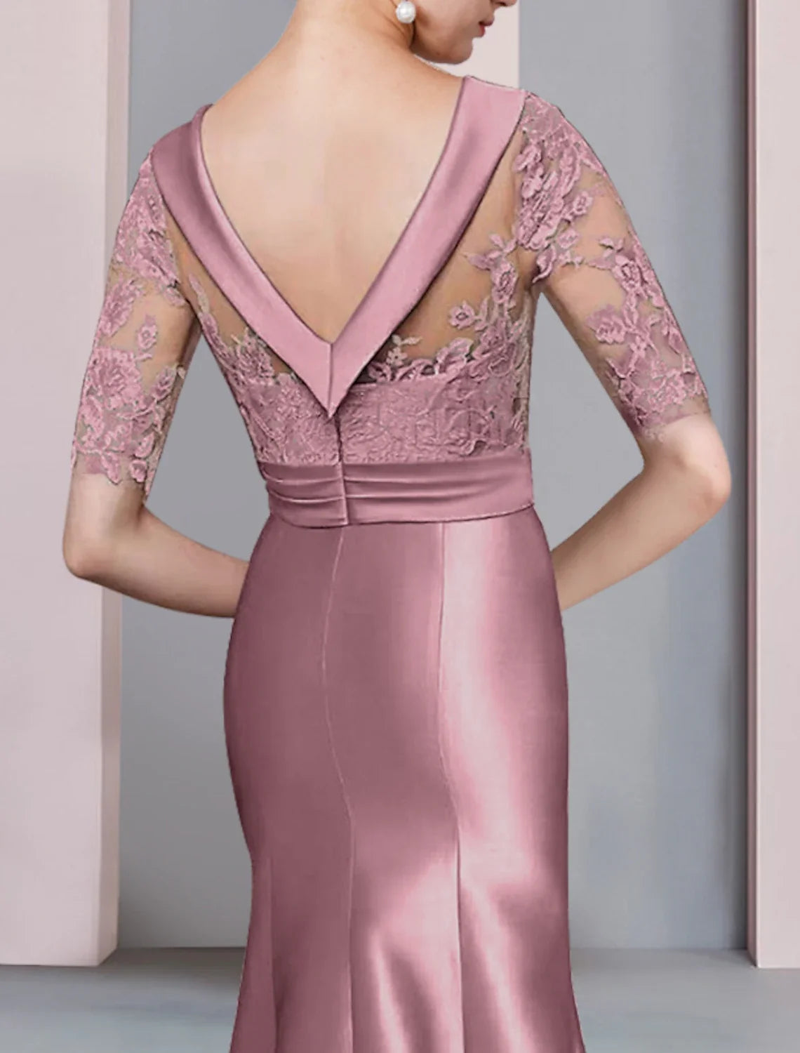 Mermaid High Neck Satin Asymmetric Wedding Dress - Chloe Dress