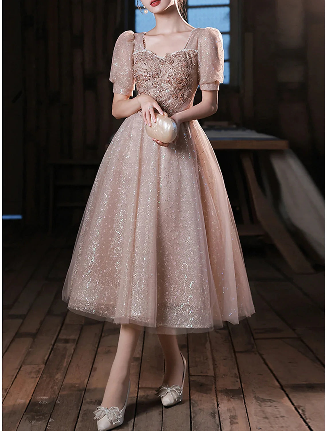 A-Line Sweetheart Satin Applique Ankle-Length Prom Dress - Chloe Dress