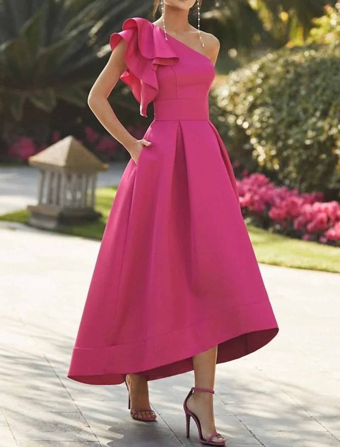 A-Line One-Shoulder Sleeveless Ruffled Prom Dress - Chloe Dress