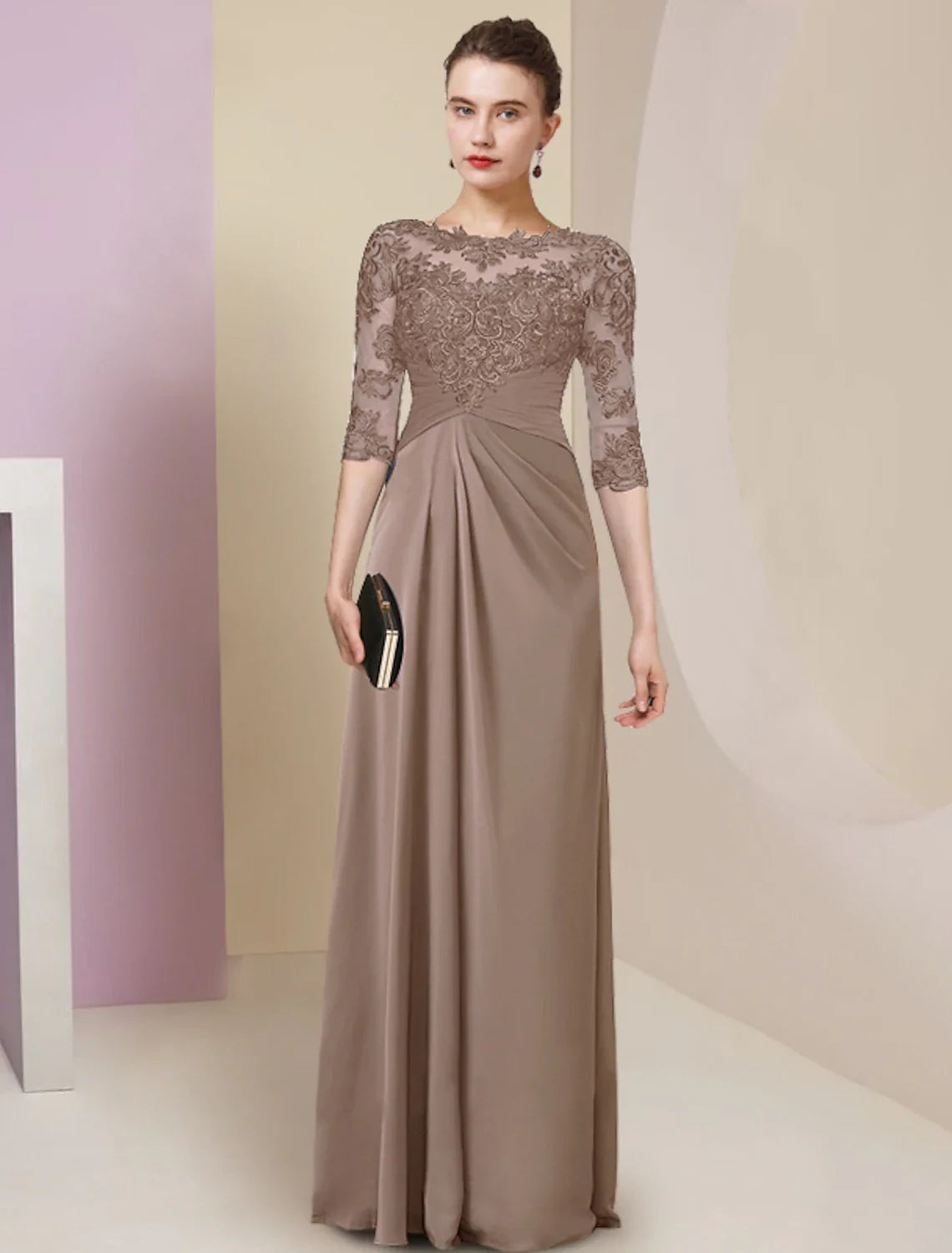 Sheath Chiffon Pleated Floor-Length Dress - Chloe Dress