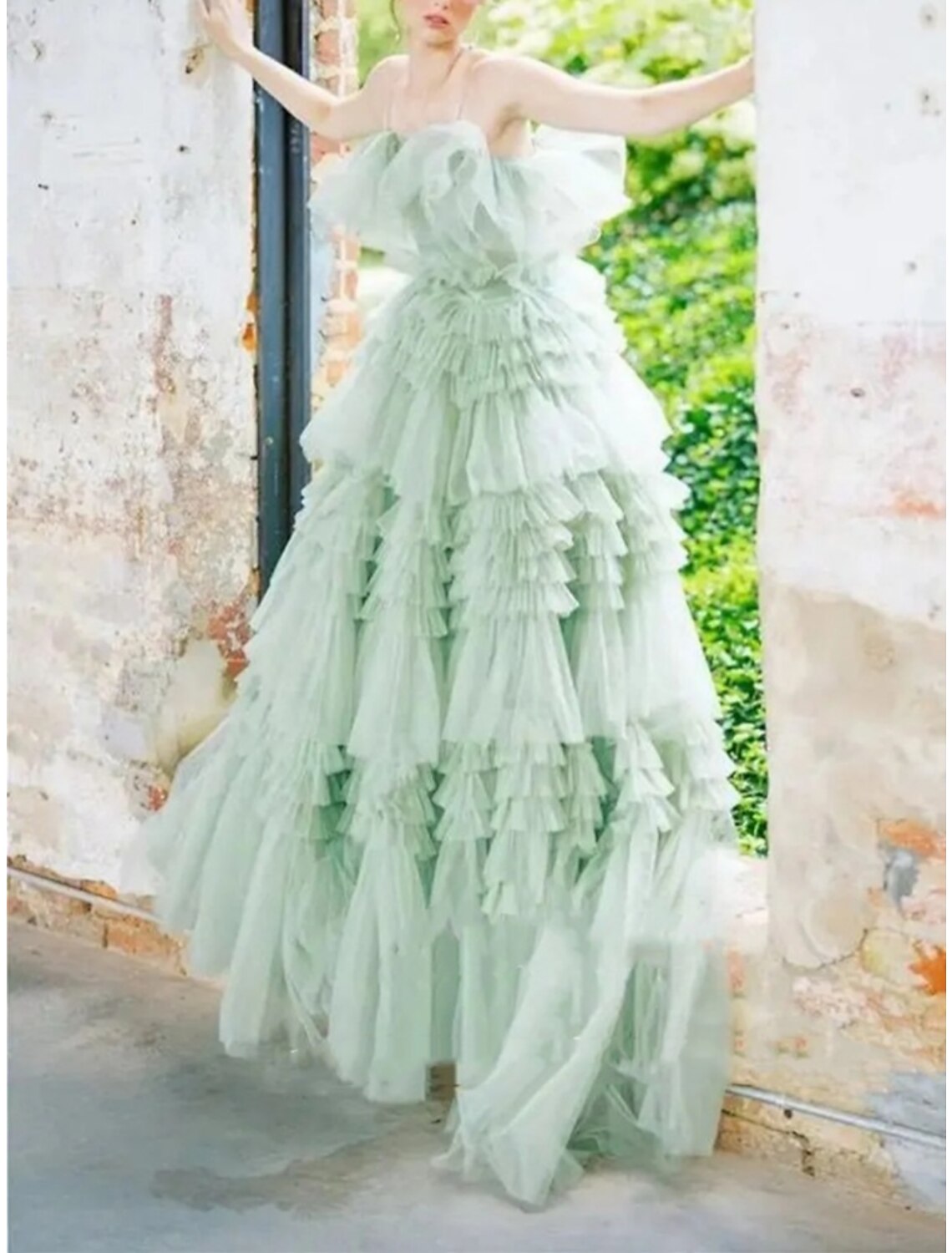 A-Line Strapless Tulle Sleeveless Ruffled Prom Dress - Chloe Dress