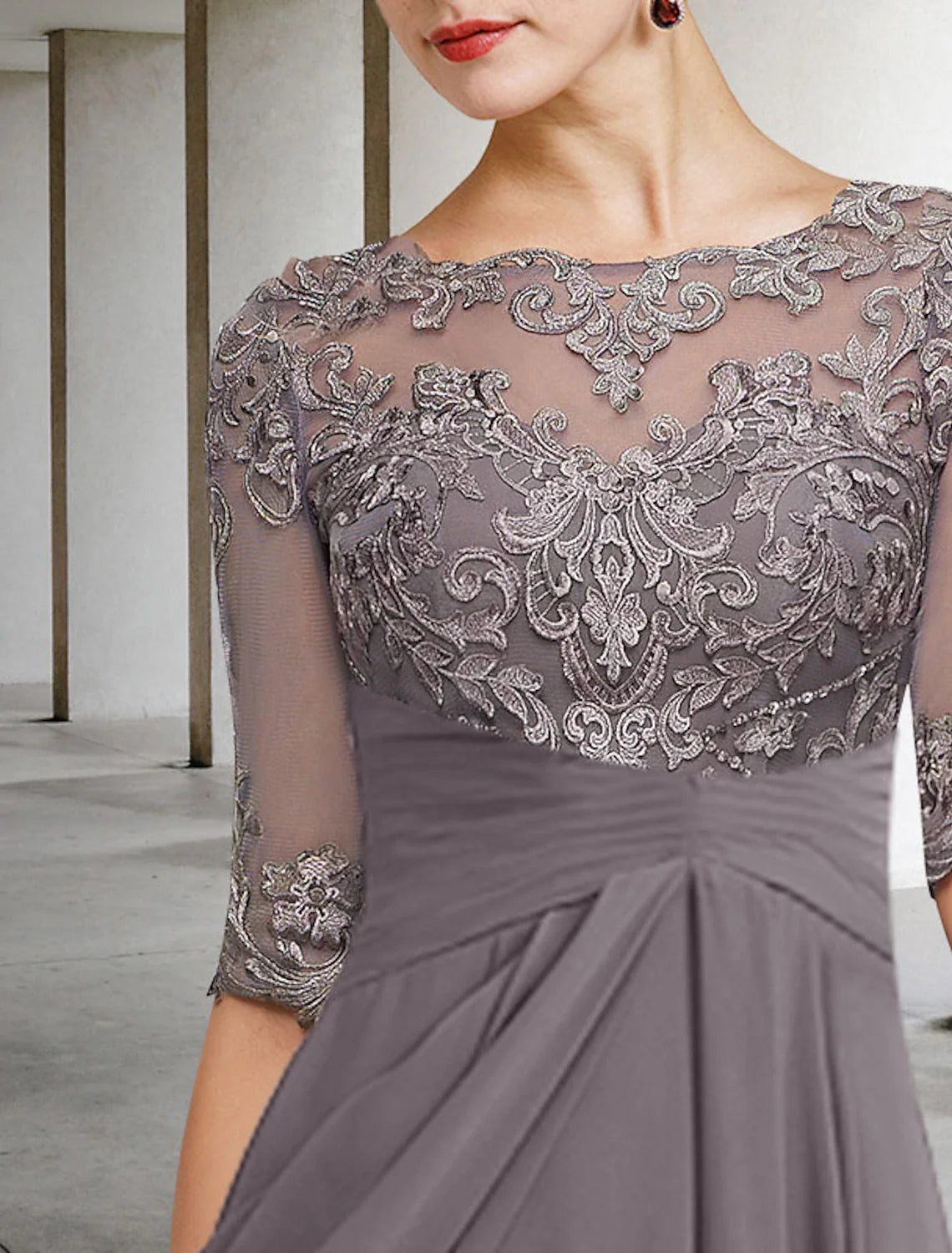 A-Line V-Neck Chiffon Asymmetric Ankle-Length Wedding Dress - Chloe Dress
