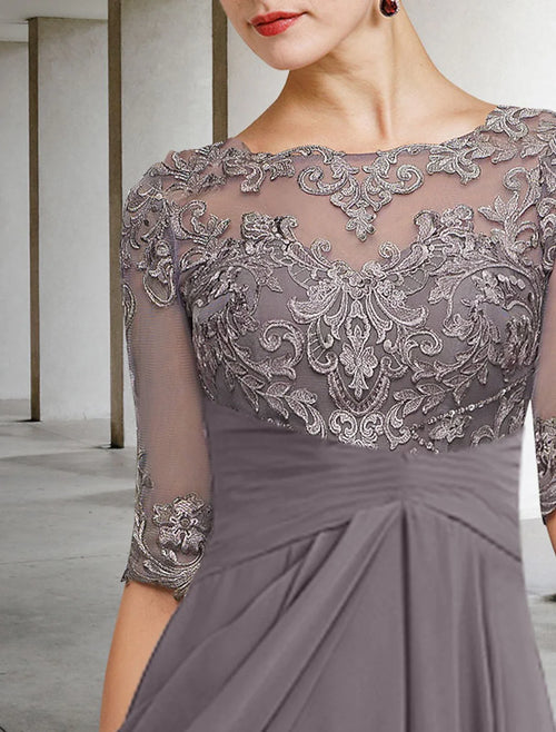 A-Line V-Neck Chiffon Asymmetric Ankle-Length Wedding Dress - Chloe Dress