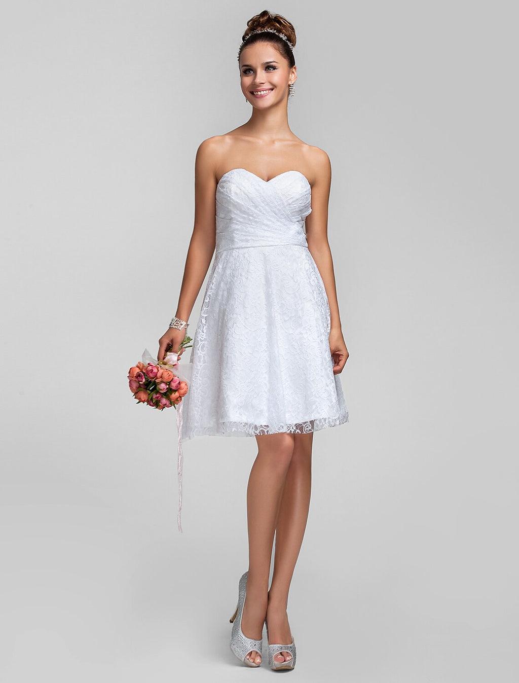A-Line Sweetheart Lace Sleeveless Knee-Length Wedding Dress - Chloe Dress
