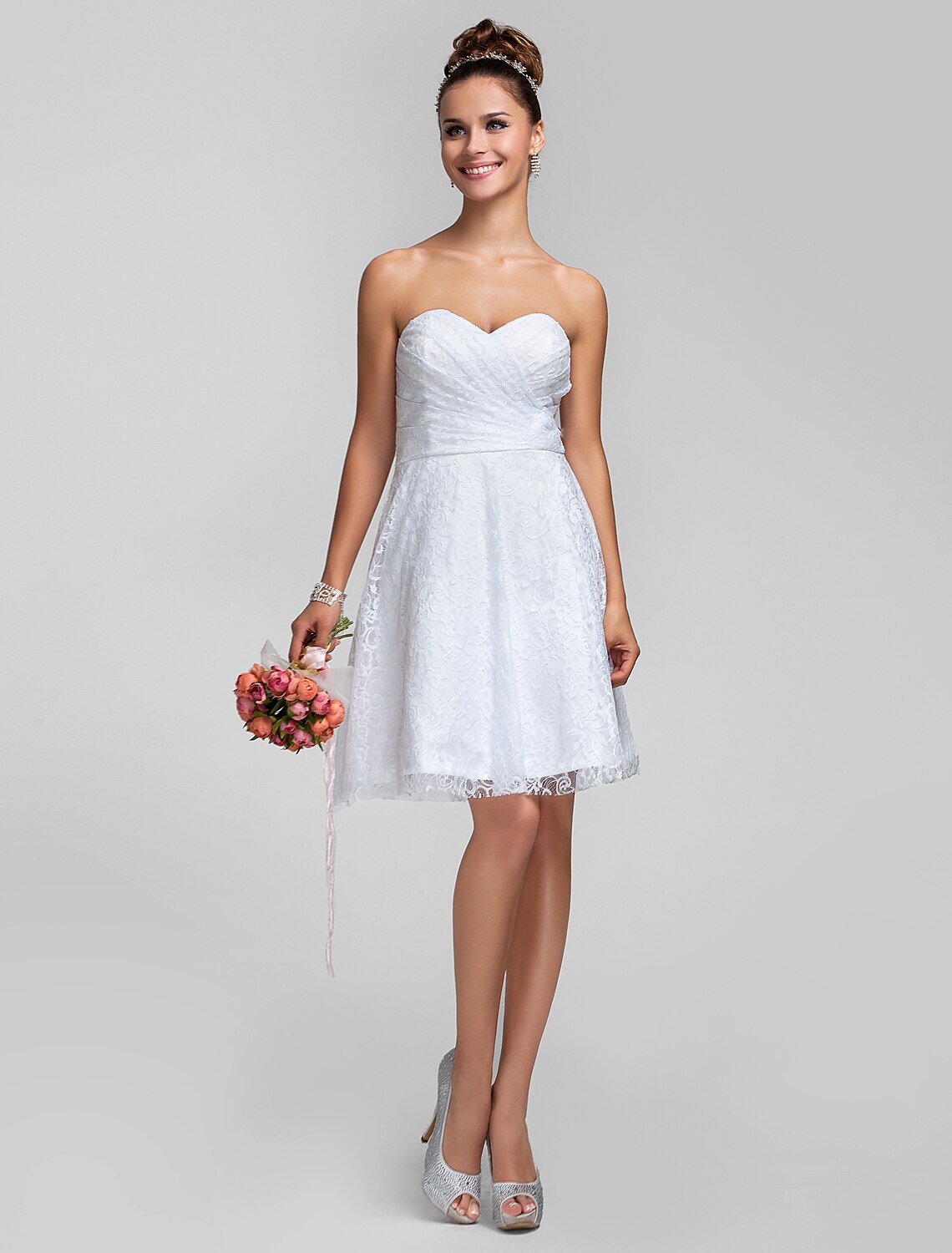 A-Line Sweetheart Lace Sleeveless Knee-Length Wedding Dress - Chloe Dress