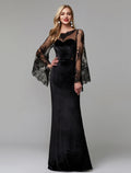 Sheath Illusion Lace Long Sleeve Floor-Length Wedding Dress - Chloe Dress