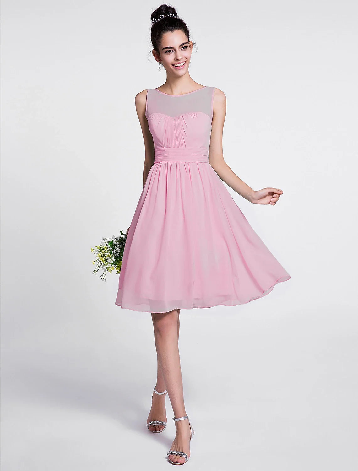 A-Line Chiffon Sleeveless Knee-Length Wedding Dress - Chloe Dress