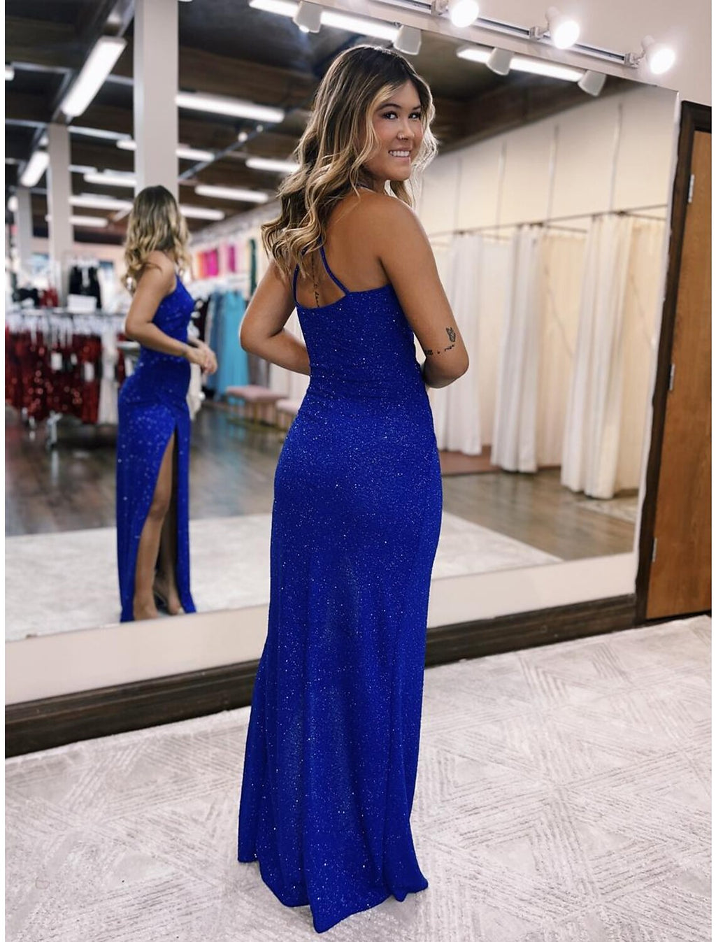 Mermaid V-Neck Satin Sleeveless Backless Floor-Length Prom Dress - Chloe Dress