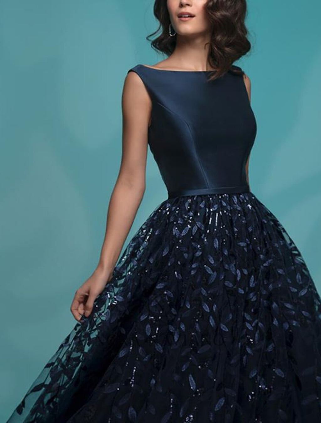 A-Line Lace Sleeveless Applique Floor-Length Evening Gown - Chloe Dress