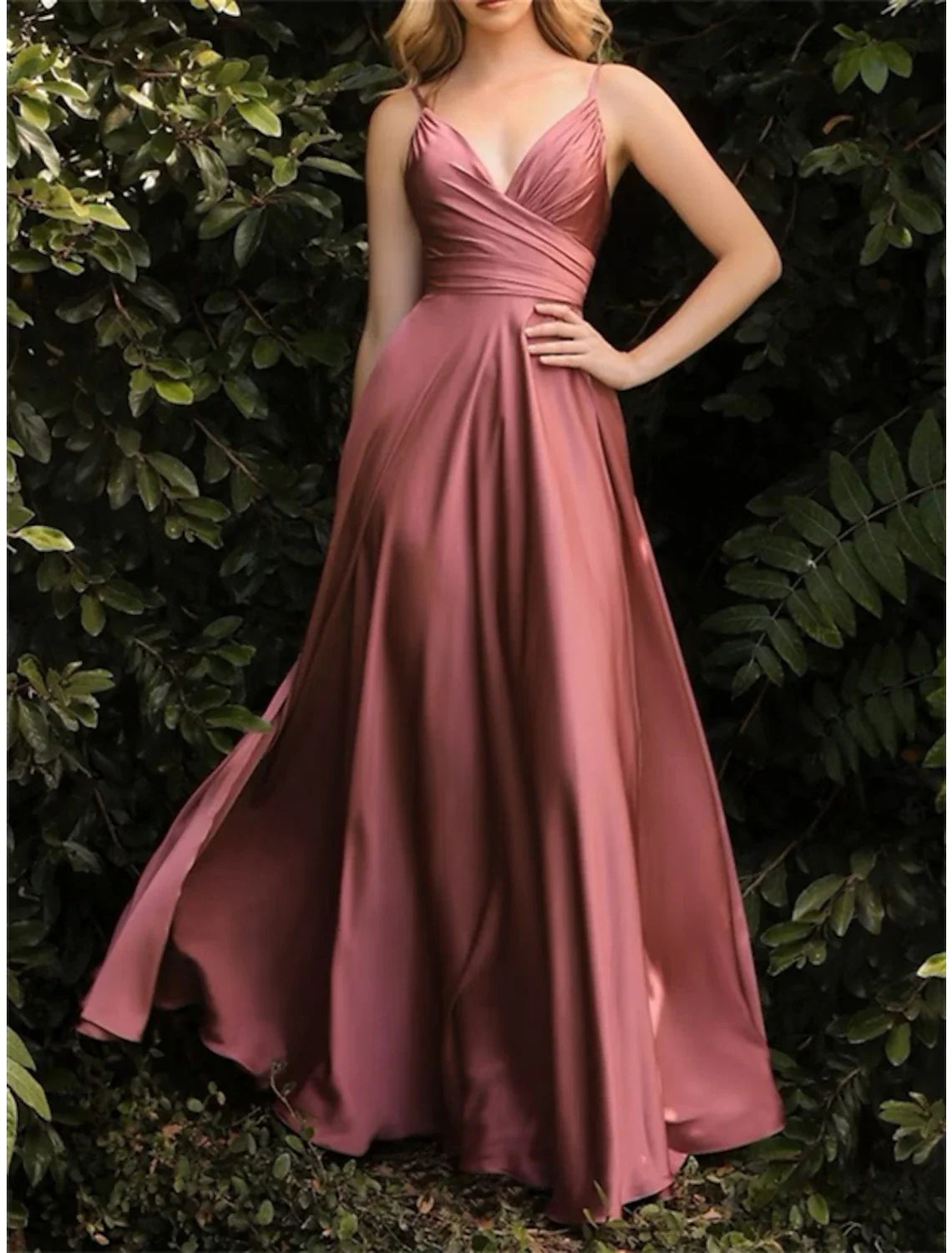 Pink Mermaid One-Shoulder Chiffon Sleeveless Floor-Length Wedding Dress - Chloe Dress
