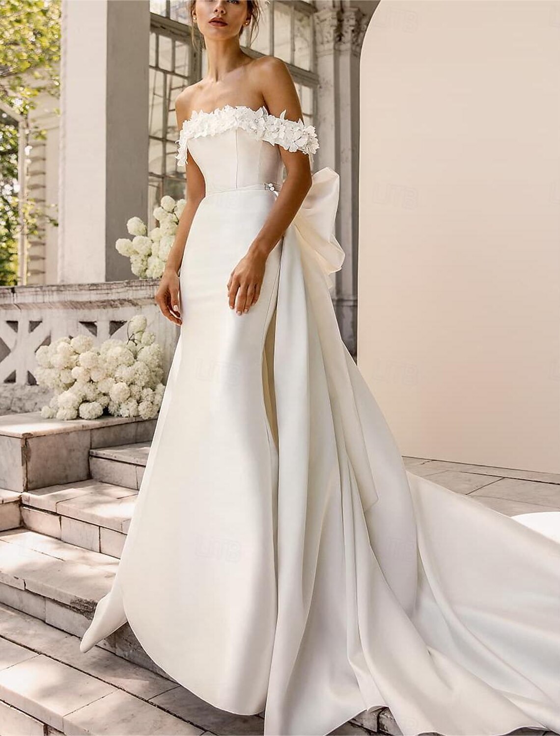Square Neck Sleeveless Train Wedding Gown - Chloe Dress
