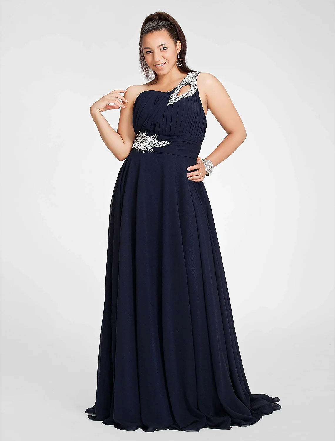 A-Line One-Shoulder Chiffon Sleeveless Train Prom Dress - Chloe Dress