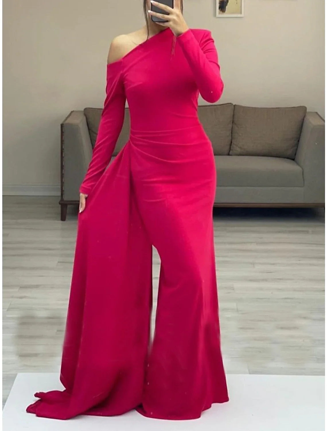 Sheath One-Shoulder Long Sleeve Floor-Length Evening Dress - Chloe Dress
