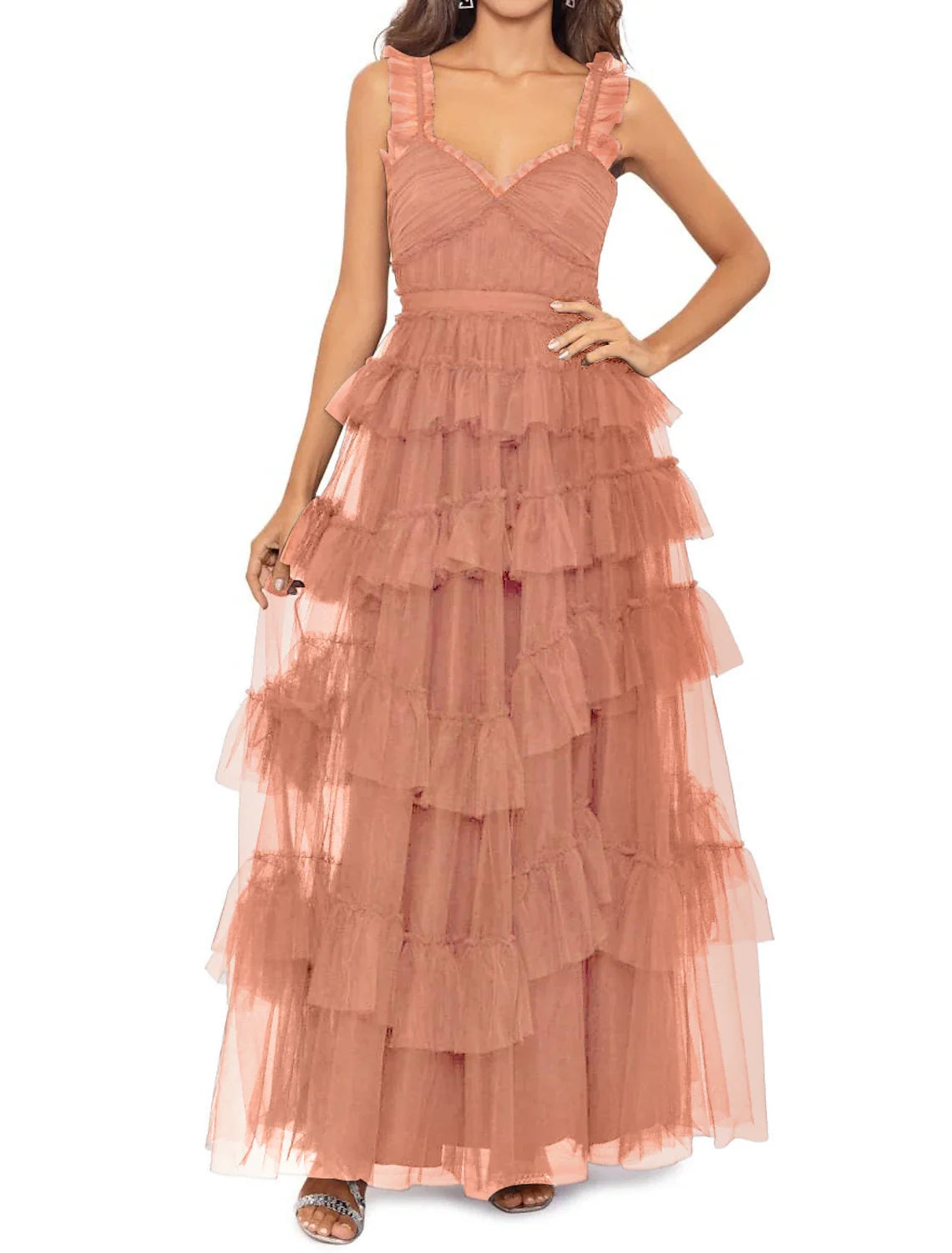Ball Gown Sweetheart Tulle Sleeveless Tiered Floor-Length Prom Gown - Chloe Dress