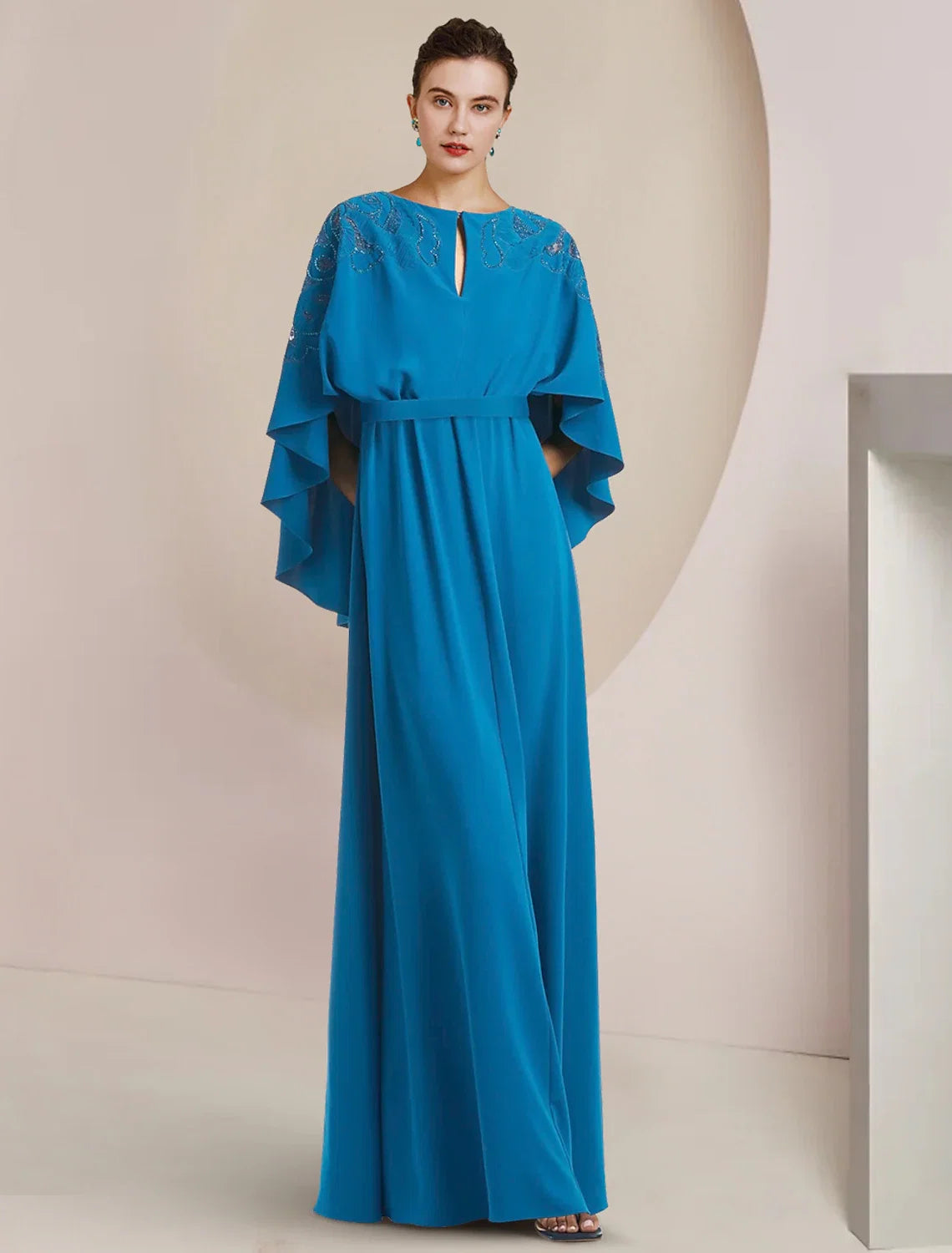 A-Line V-Neck Chiffon Sleeveless Floor-Length Wedding Dress - Chloe Dress