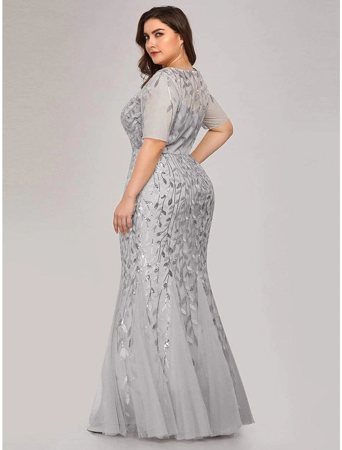 Mermaid Tulle Short Sleeve Floor-Length Evening Dress - Chloe Dress