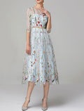 A-Line Lace Applique Tea-Length Prom Dress - Chloe Dress
