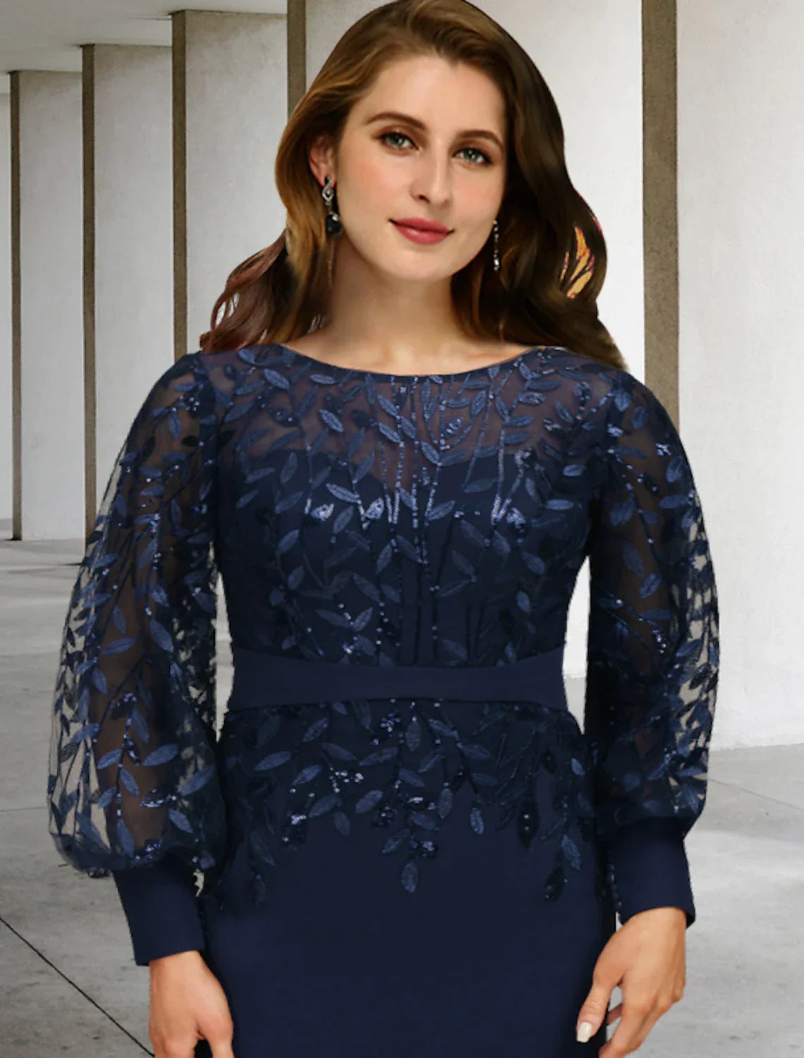 Mermaid Chiffon Long Sleeve Ruffled Formal Dress - Chloe Dress